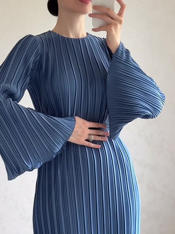 Elisa Witte Maxi Jurk met Geplooide Flared Mouwen