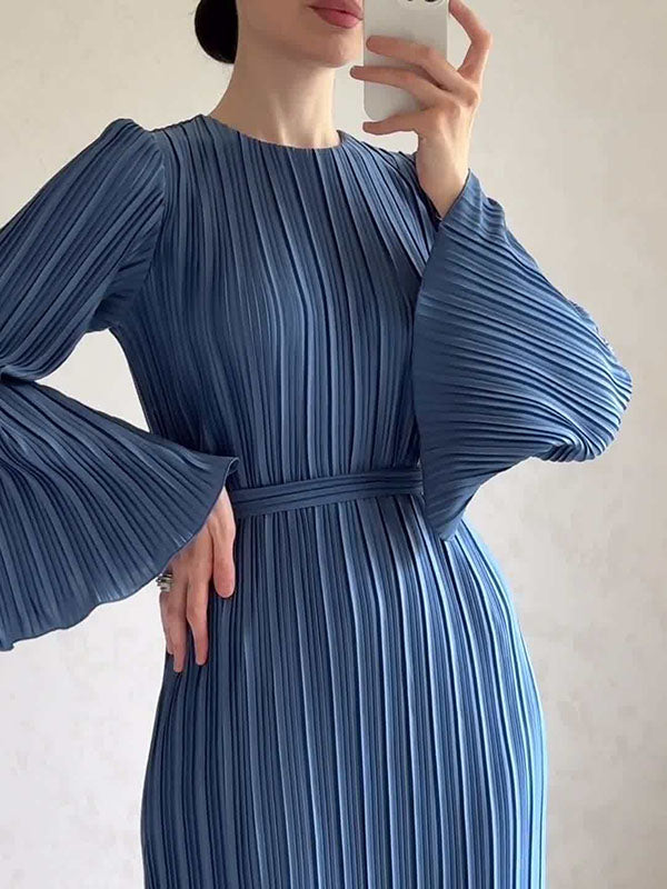 Elisa Witte Maxi Jurk met Geplooide Flared Mouwen