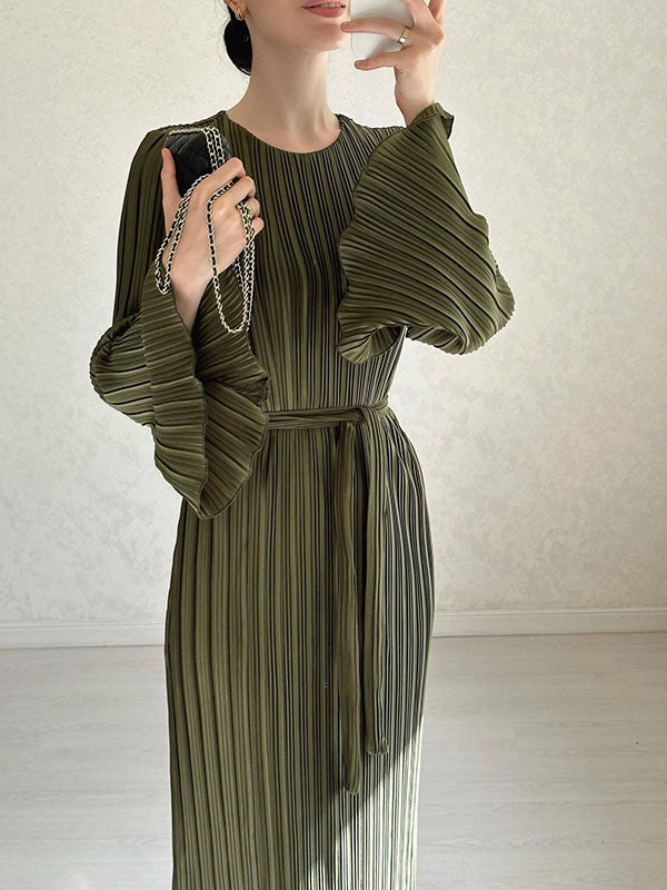 Elisa Witte Maxi Jurk met Geplooide Flared Mouwen