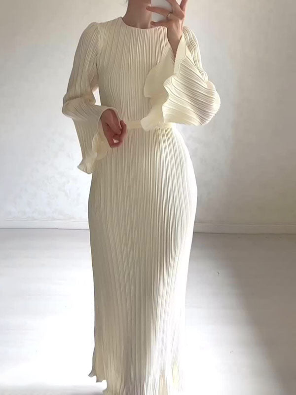 Elisa Witte Maxi Jurk met Geplooide Flared Mouwen