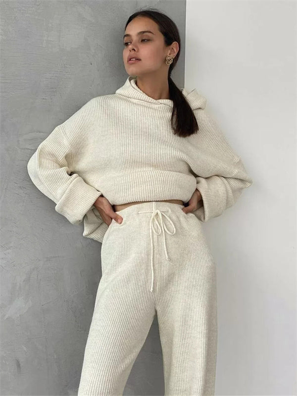 Tess Comfortable Knitted Hoodie and Pants Set