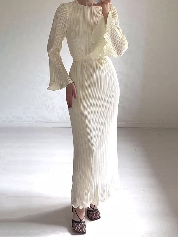 Elisa Witte Maxi Jurk met Geplooide Flared Mouwen