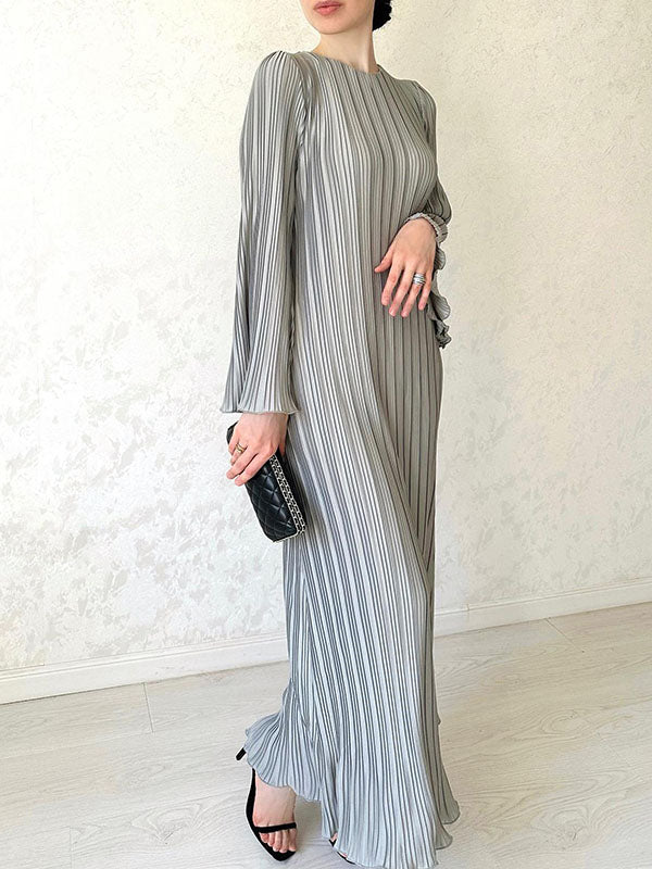Elisa Witte Maxi Jurk met Geplooide Flared Mouwen