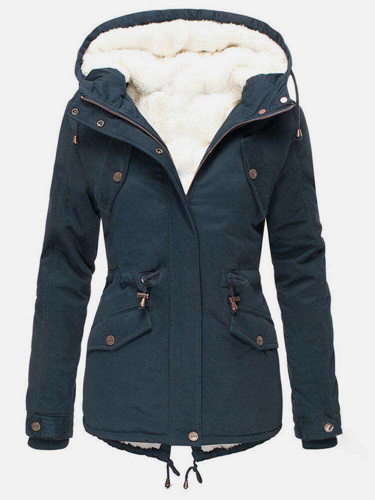 Amelia Comfortabele Winterjas met Verstelbare Taille en Capuchon