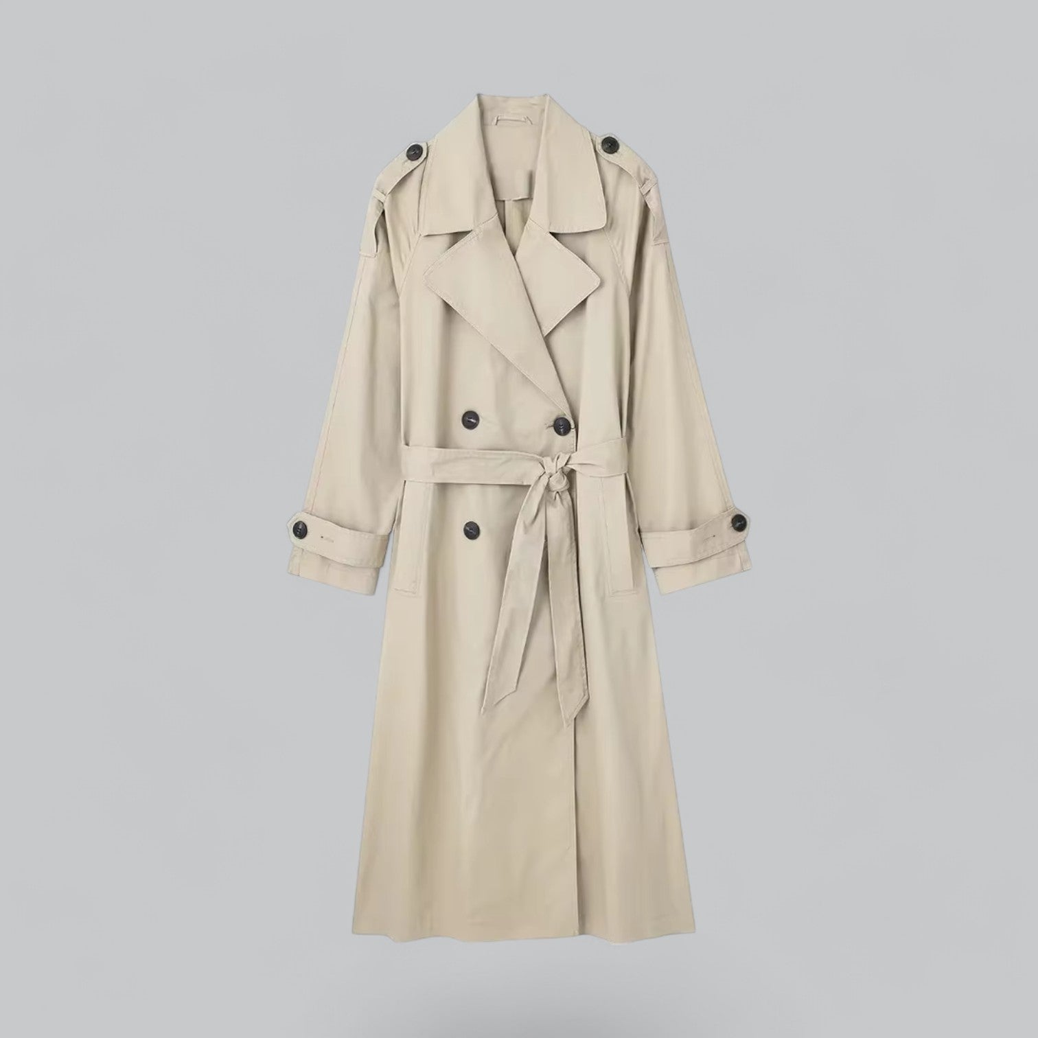 Aurelia - Luxe Dubbelrijige Trenchcoat met Tailleband