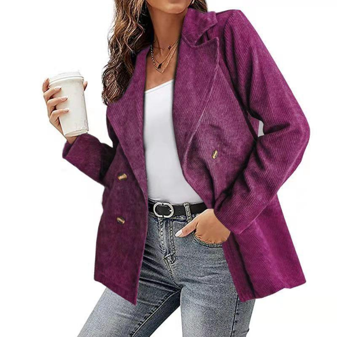 Mila Luxe Corduroy Blazer with Button Closure