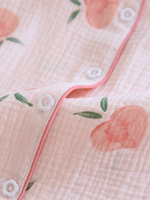 Pink Peaches Katoenen Pyjama Set - Fris, Stijlvol en Comfortabel