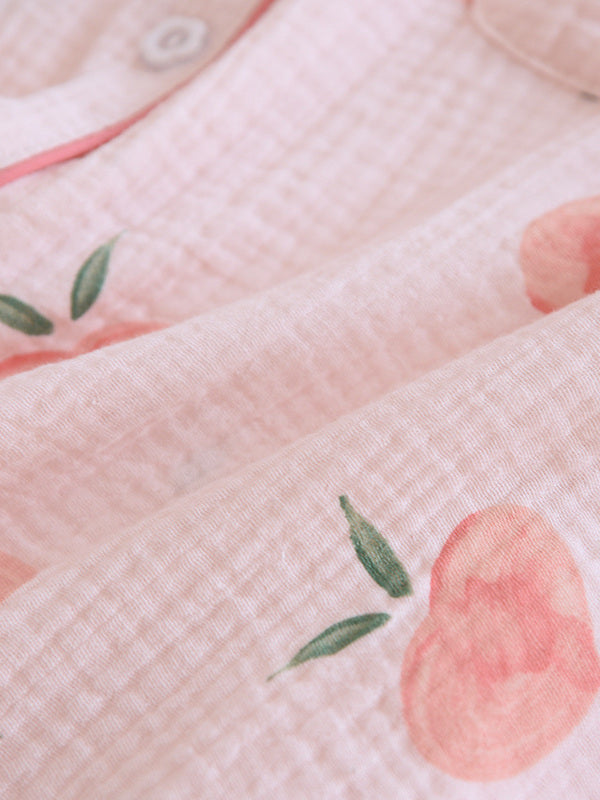 Pink Peaches Katoenen Pyjama Set - Fris, Stijlvol en Comfortabel