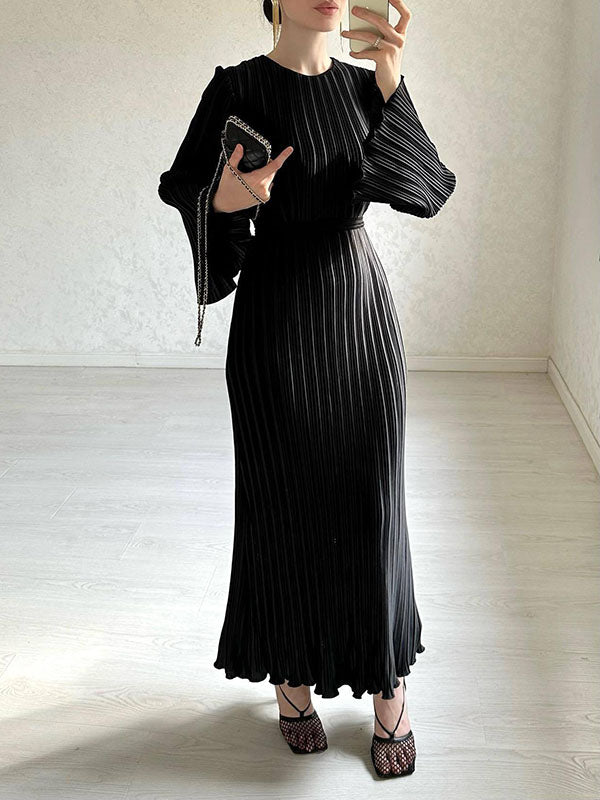 Elisa Witte Maxi Jurk met Geplooide Flared Mouwen