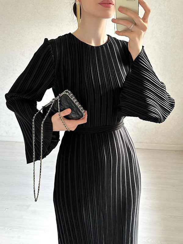 Elisa Witte Maxi Jurk met Geplooide Flared Mouwen