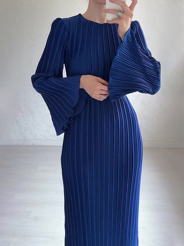 Elisa Witte Maxi Jurk met Geplooide Flared Mouwen