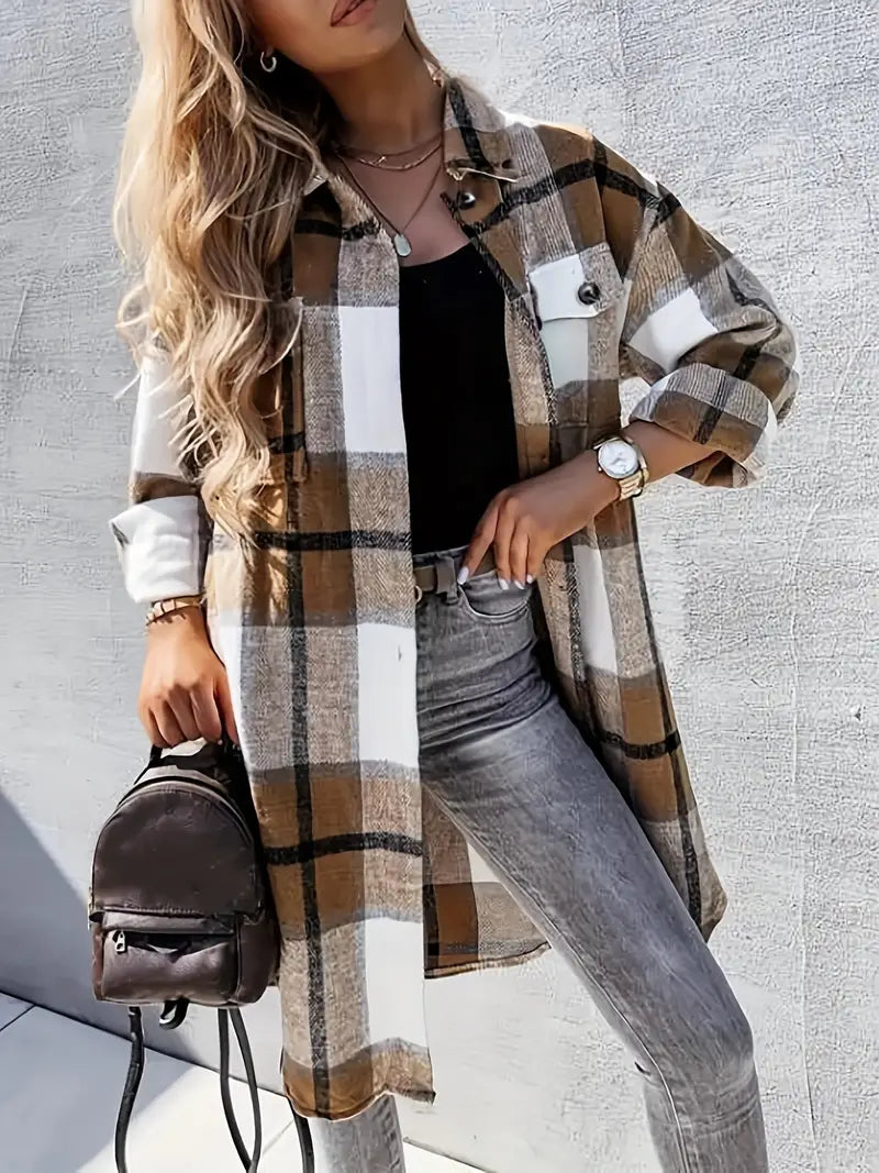Mila Luxe Flanellen Shacket – Comfortabel met Karakter en Knopen-Detail