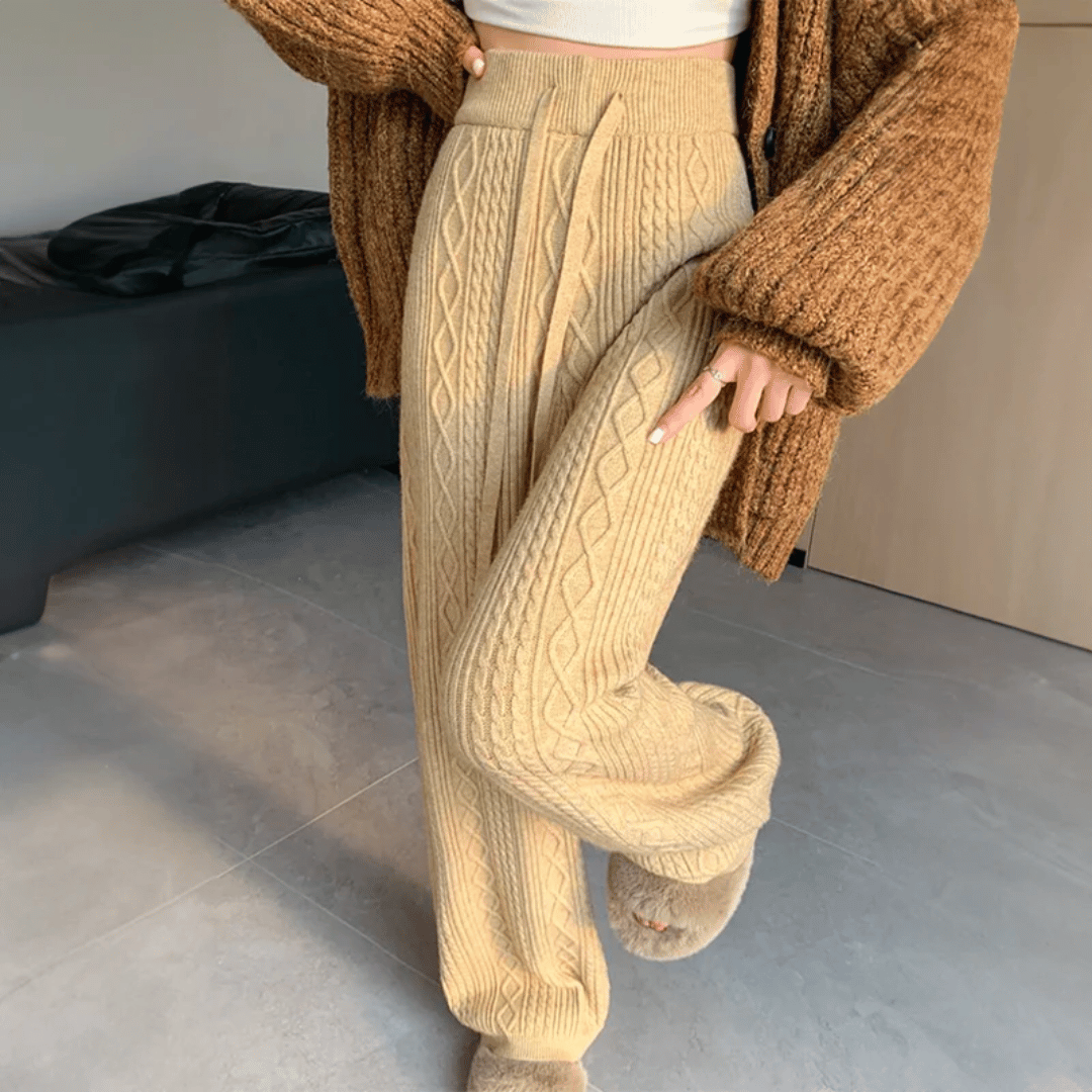 Olivia - Luxe Jacquard Gebreide Broek voor Ultiem Comfort
