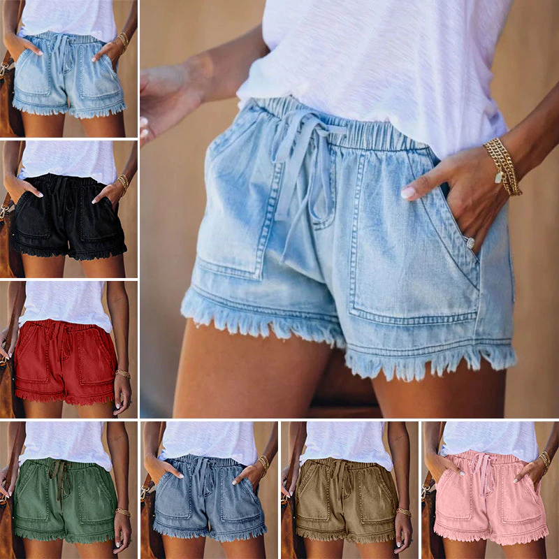 Elena Luxe High-Waist Denim Shorts