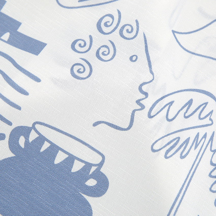 Nora Luchtige Comfortabele Set van Katoen-Linnen met Oceanische Print