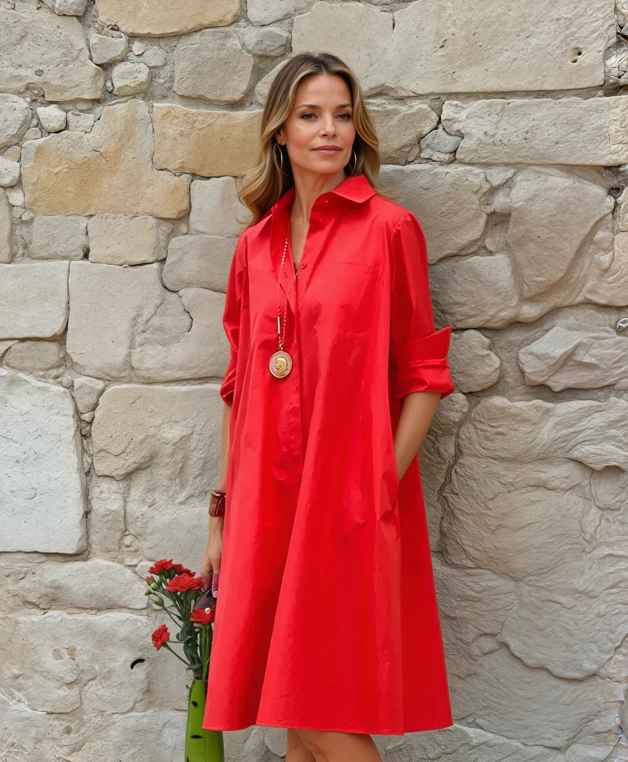 Charlotte Comfortabele Shirtjurk met Zakken – Tijdloze Stijl & Relaxte Pasvorm