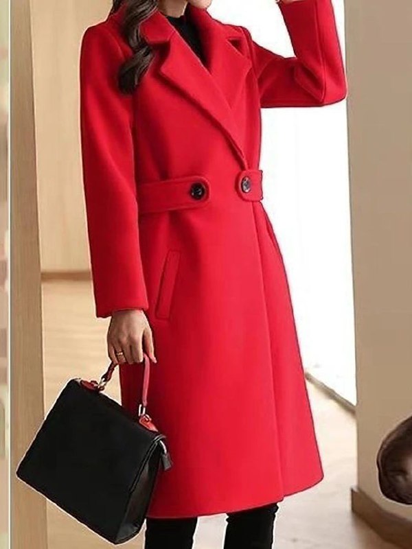 Sara Luxe Woolen Coat with Belt for Elegant Winter Look