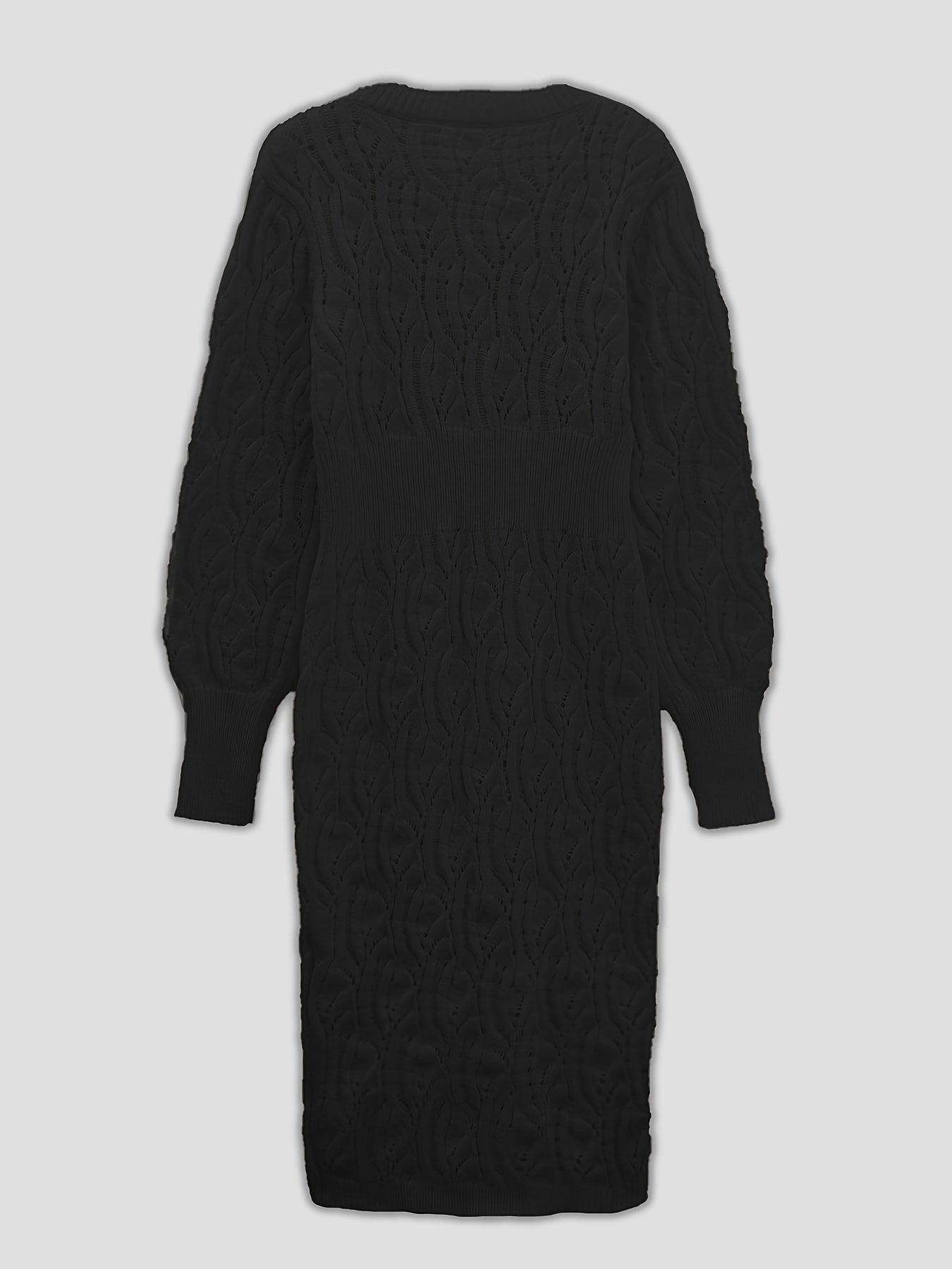 Mila - Elegante Katoenen Midi Jurk met V-Hals en Lange Mouwen