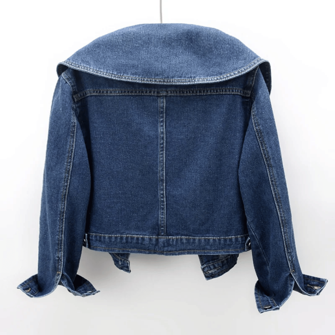Anastacia - Stijlvolle Denim Jas met Marine Kraag