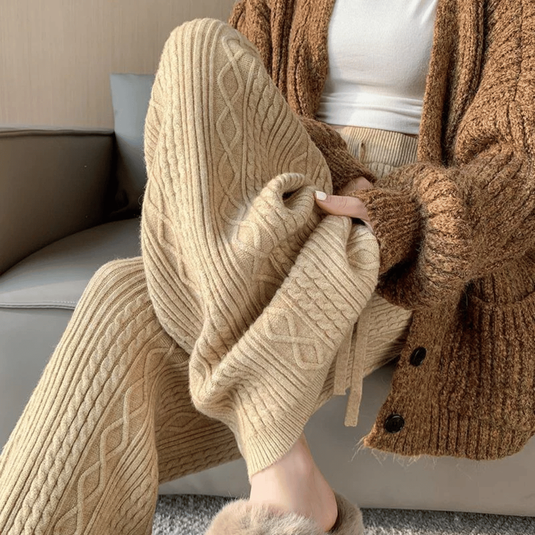 Olivia - Luxe Jacquard Gebreide Broek voor Ultiem Comfort