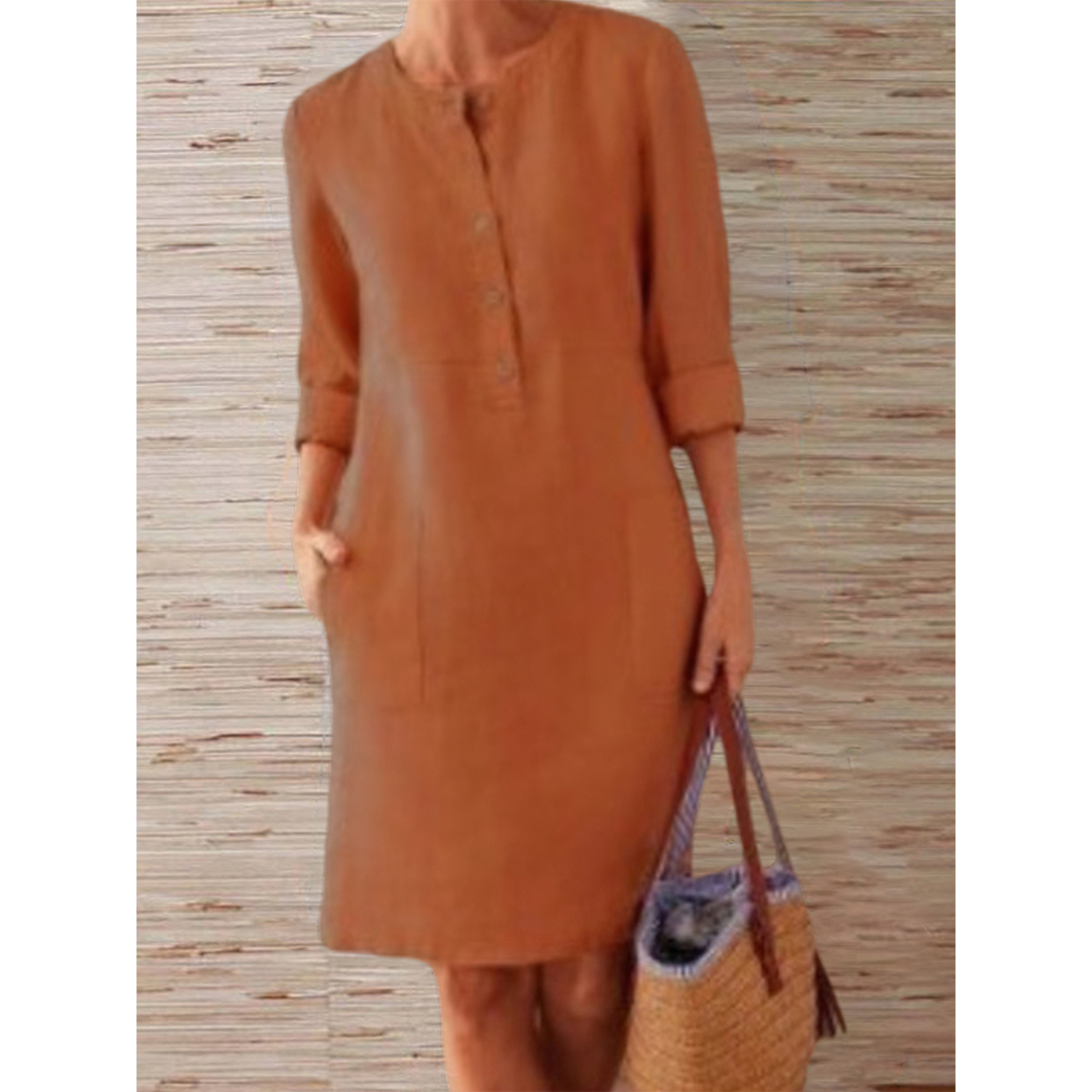 Nora – Comfortabele Luchtige Linnen Jurk met Knoopsluiting en Casual Fit