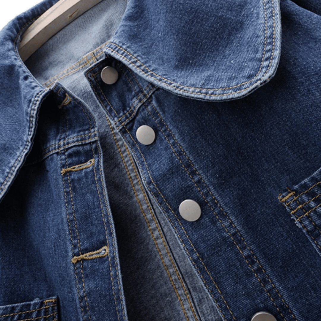 Anastacia - Stijlvolle Denim Jas met Marine Kraag