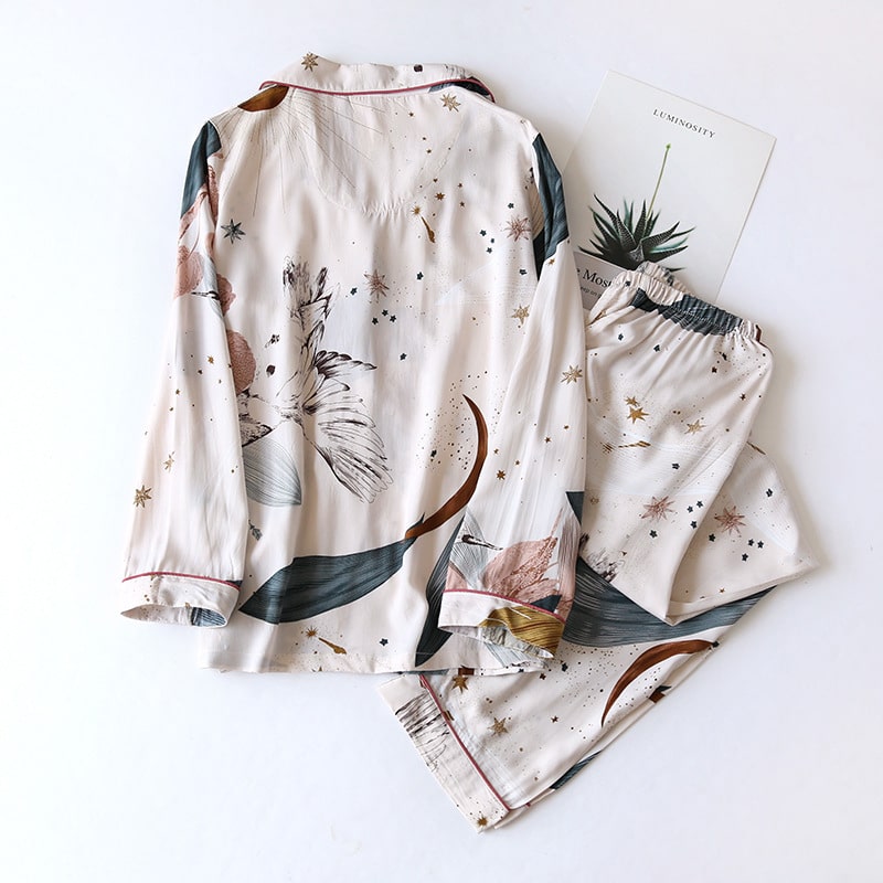 Luna Viscose Pyjama Set met Motief voor de Mid-season