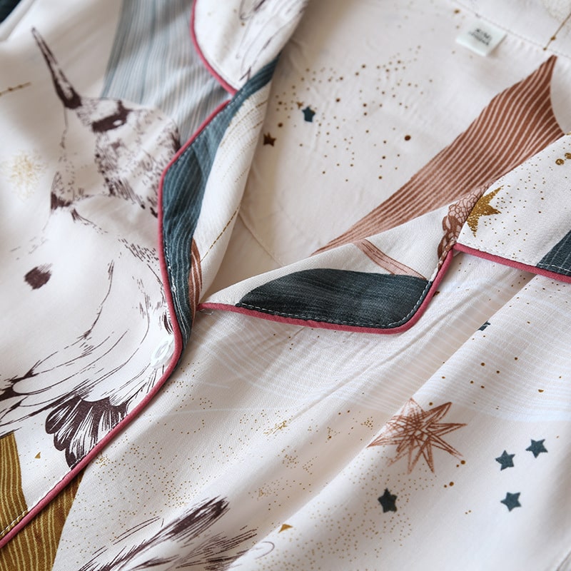 Luna Viscose Pyjama Set met Motief voor de Mid-season