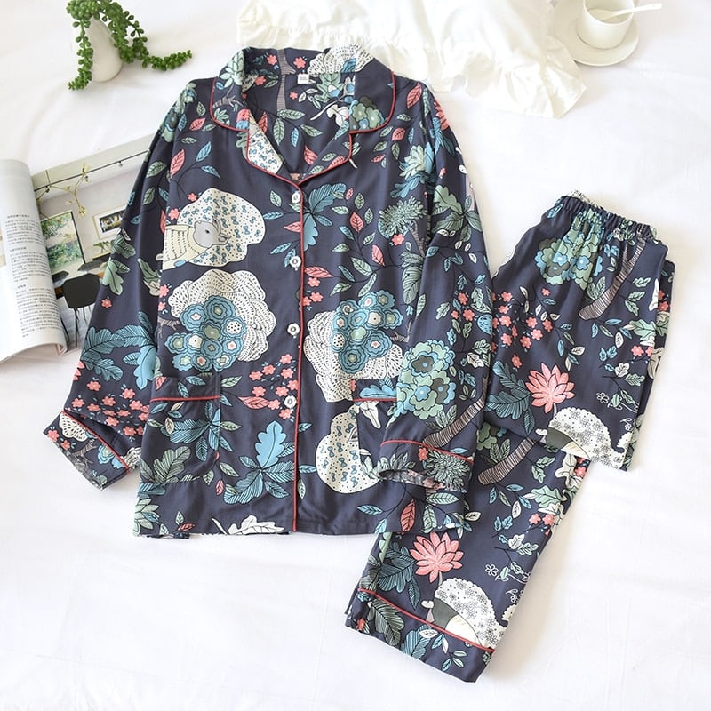 Luna Viscose Pyjama Set met Motief voor de Mid-season