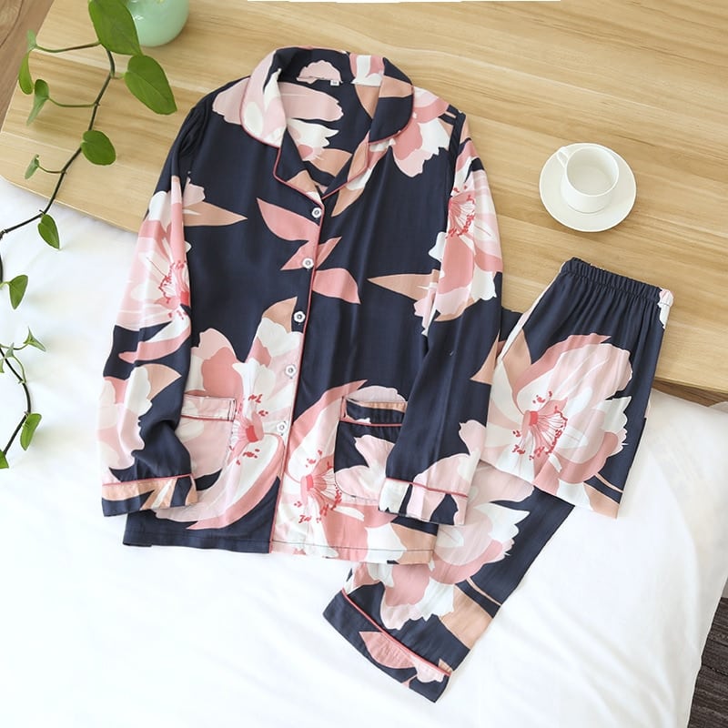 Luna Viscose Pyjama Set met Motief voor de Mid-season