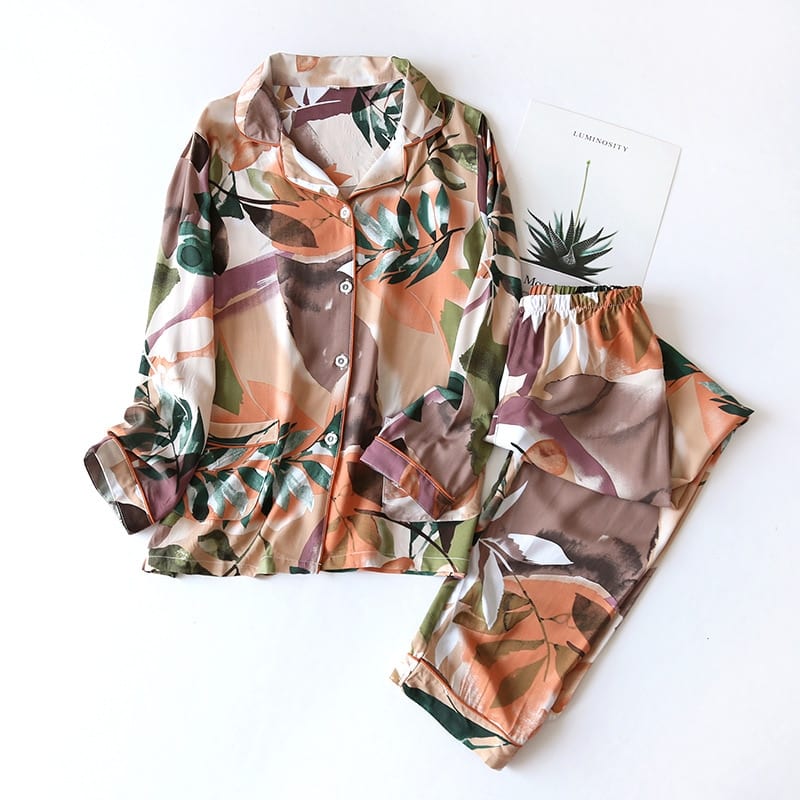 Luna Viscose Pyjama Set met Motief voor de Mid-season