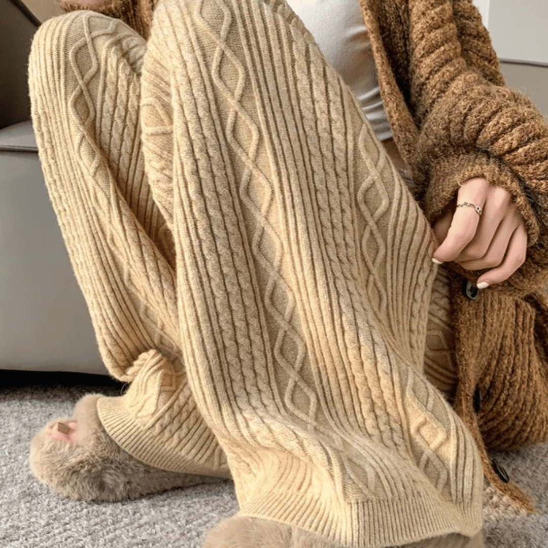 Olivia - Luxe Jacquard Gebreide Broek voor Ultiem Comfort