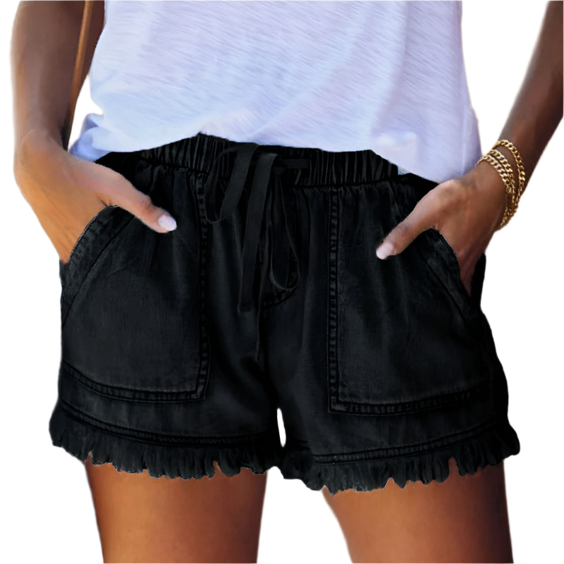 Elena Luxe High-Waist Denim Shorts