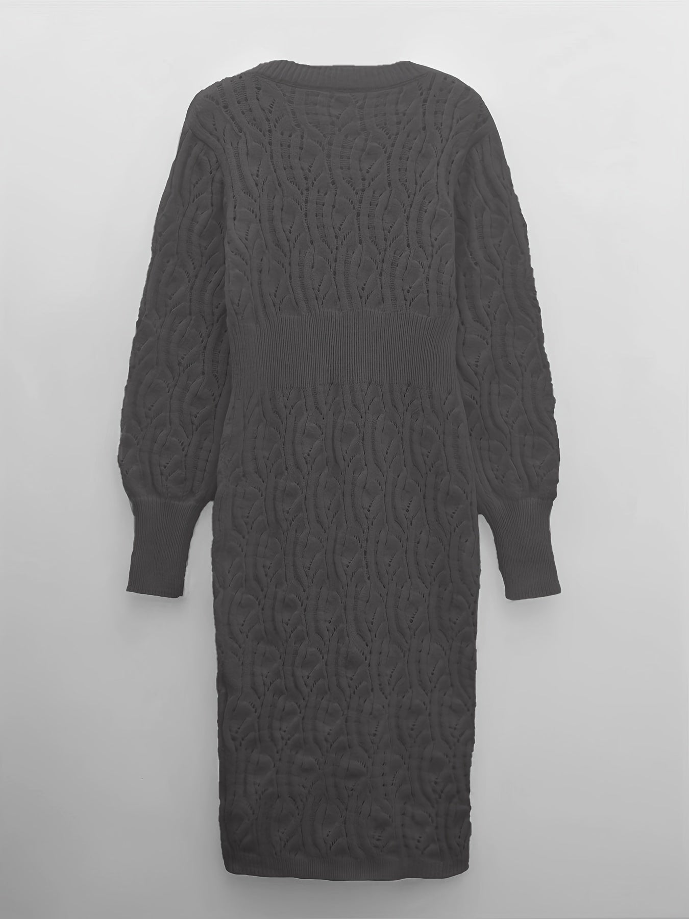 Mila - Elegante Katoenen Midi Jurk met V-Hals en Lange Mouwen