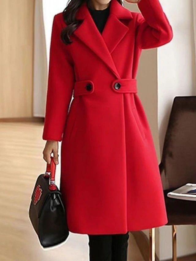 Sara Luxe Woolen Coat with Belt for Elegant Winter Look