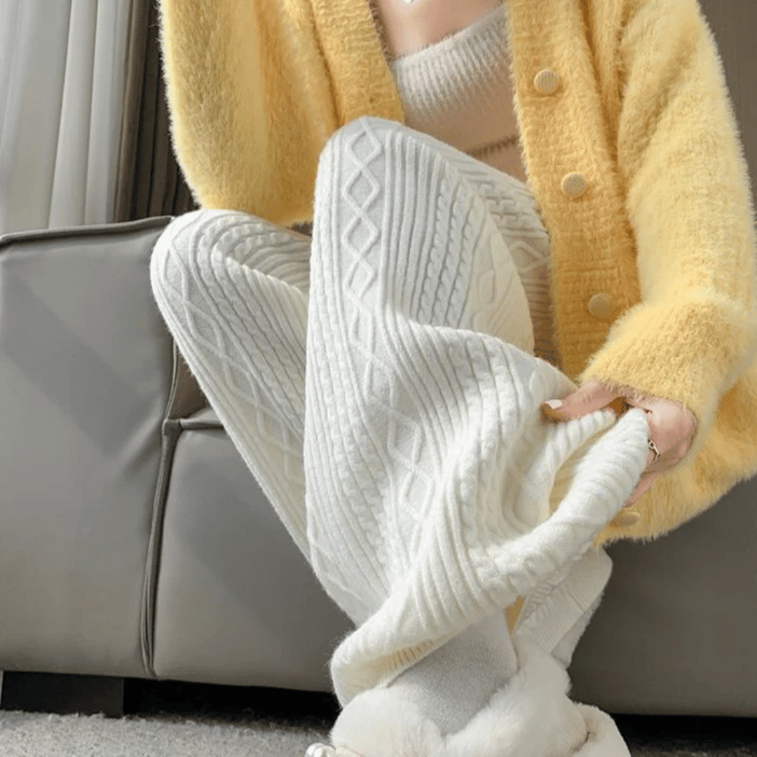 Olivia - Luxe Jacquard Gebreide Broek voor Ultiem Comfort