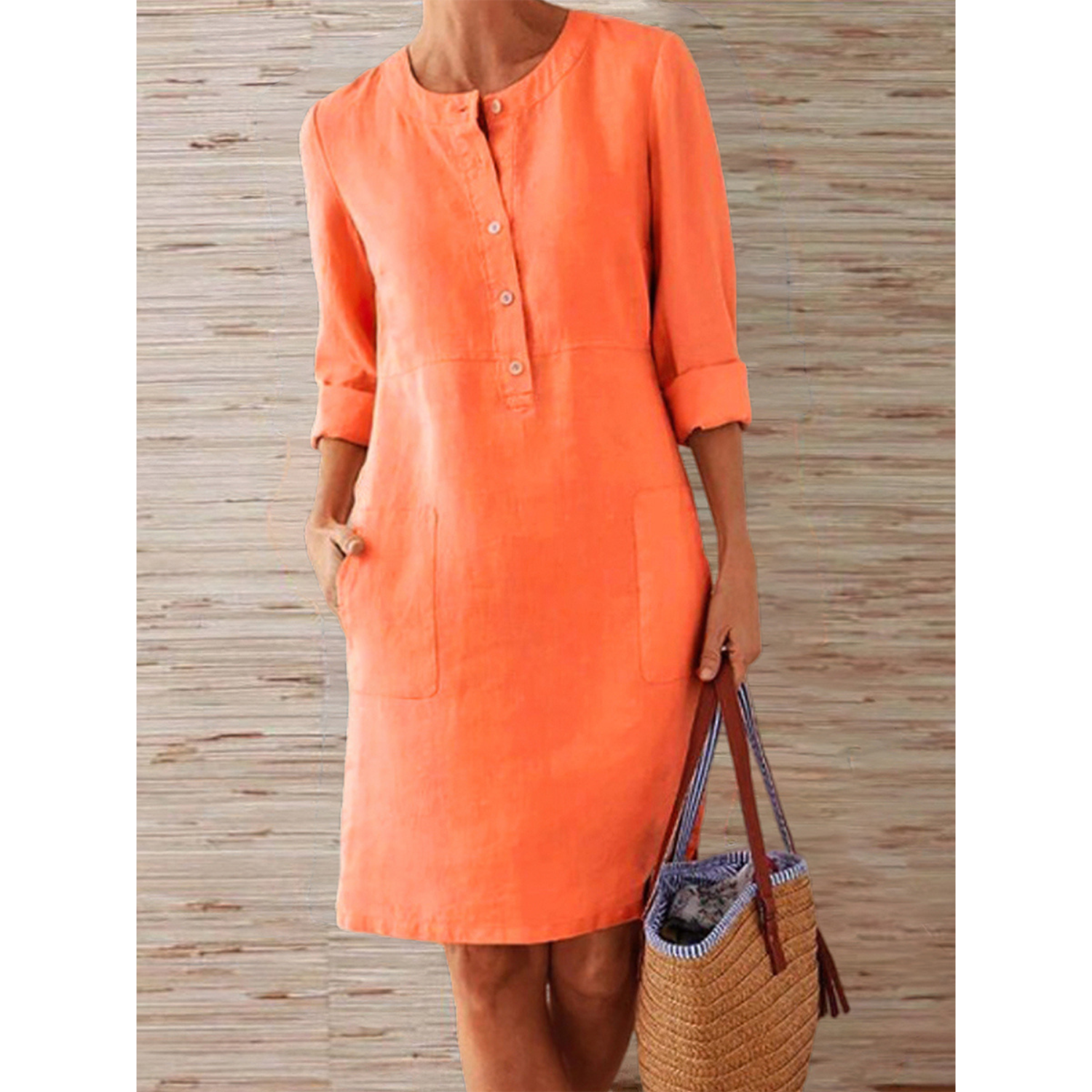Nora – Comfortabele Luchtige Linnen Jurk met Knoopsluiting en Casual Fit