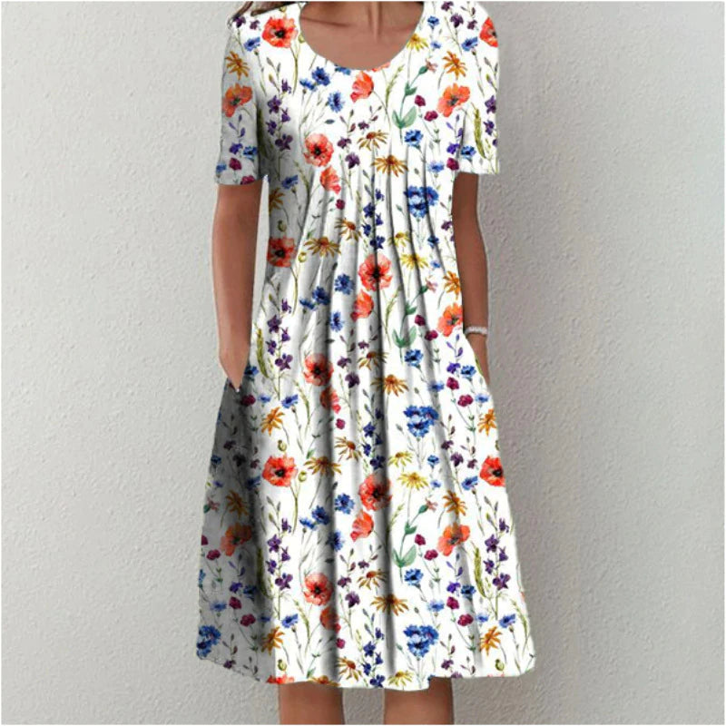 Sophia Elegante Bloemen Midi Jurk – Comfortabel & Stijlvol
