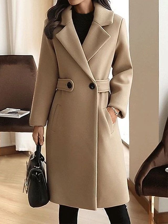 Sara Luxe Woolen Coat with Belt for Elegant Winter Look