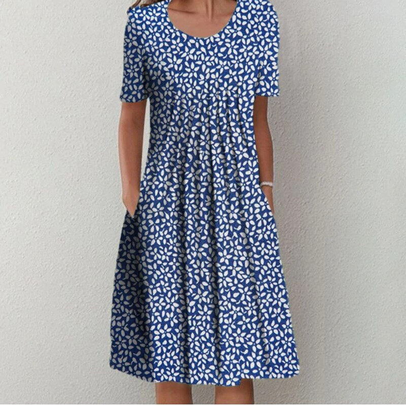 Sophia Elegante Bloemen Midi Jurk – Comfortabel & Stijlvol