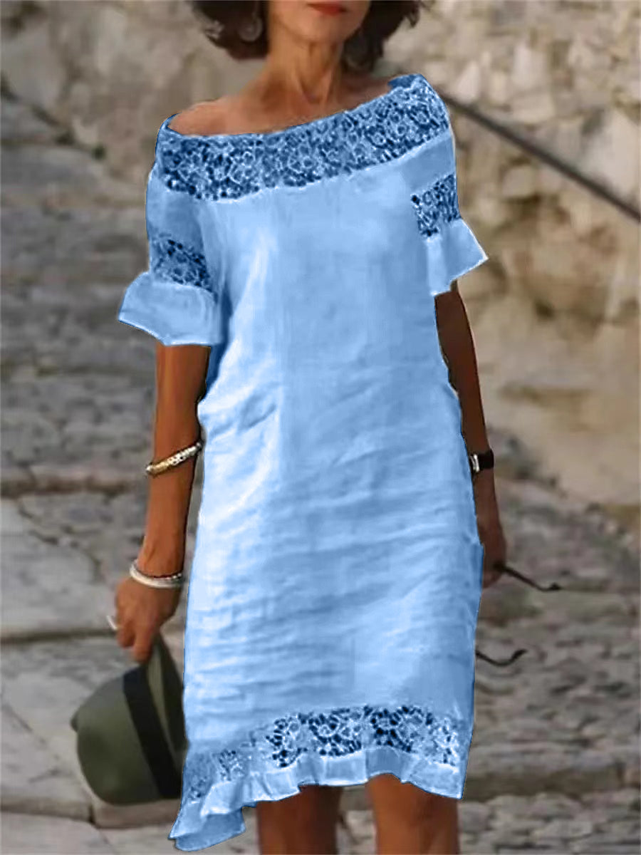 Isabella Zomerse Elegante Kant Midi Jurk