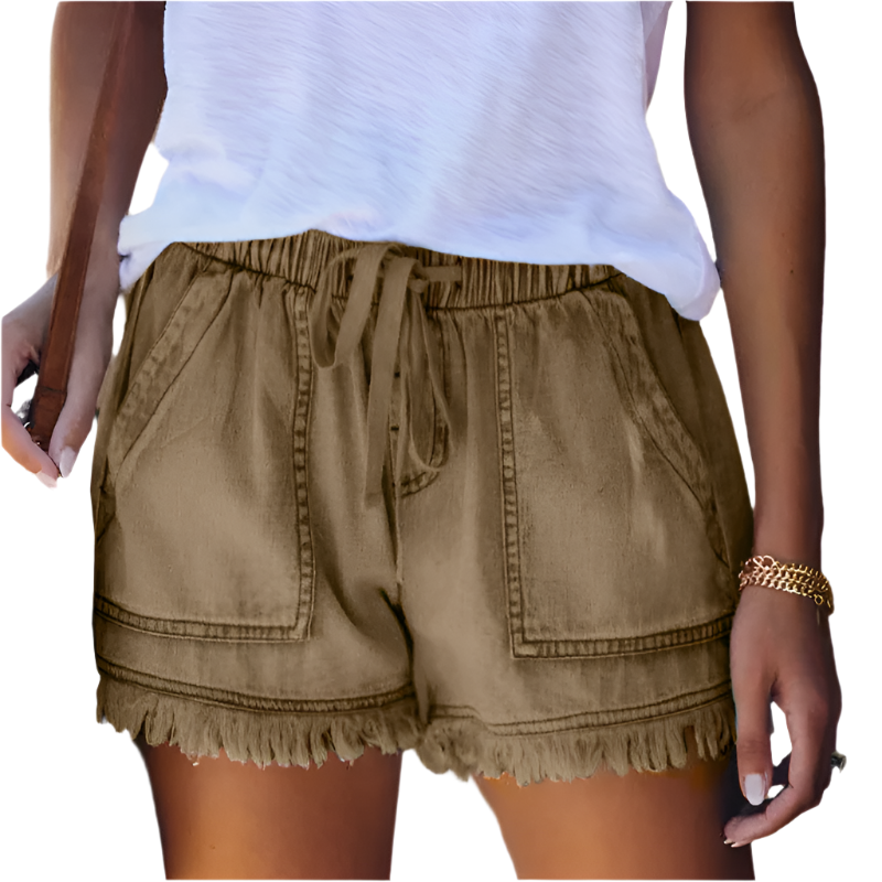 Elena Luxe High-Waist Denim Shorts