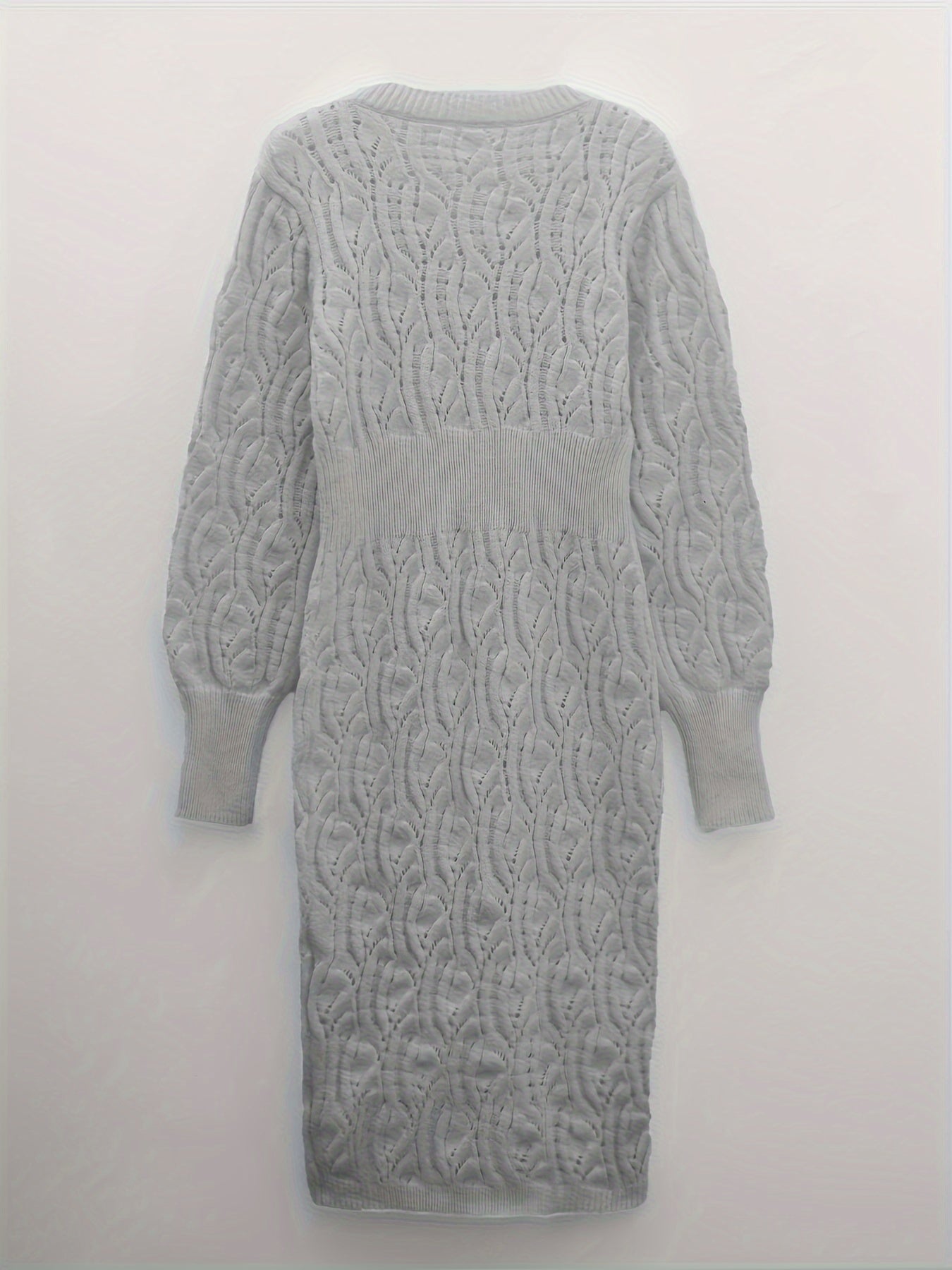 Mila - Elegante Katoenen Midi Jurk met V-Hals en Lange Mouwen