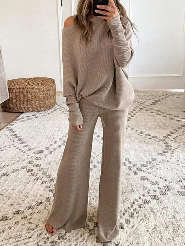 Off-Shoulder Losse Gebreide Set