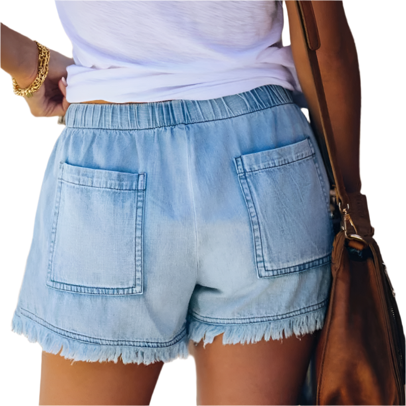 Elena Luxe High-Waist Denim Shorts