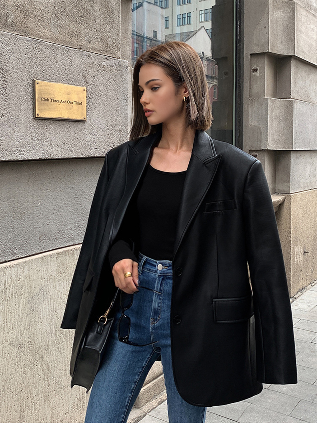 Sophie Blazer – Elegante PU Leren Blazer