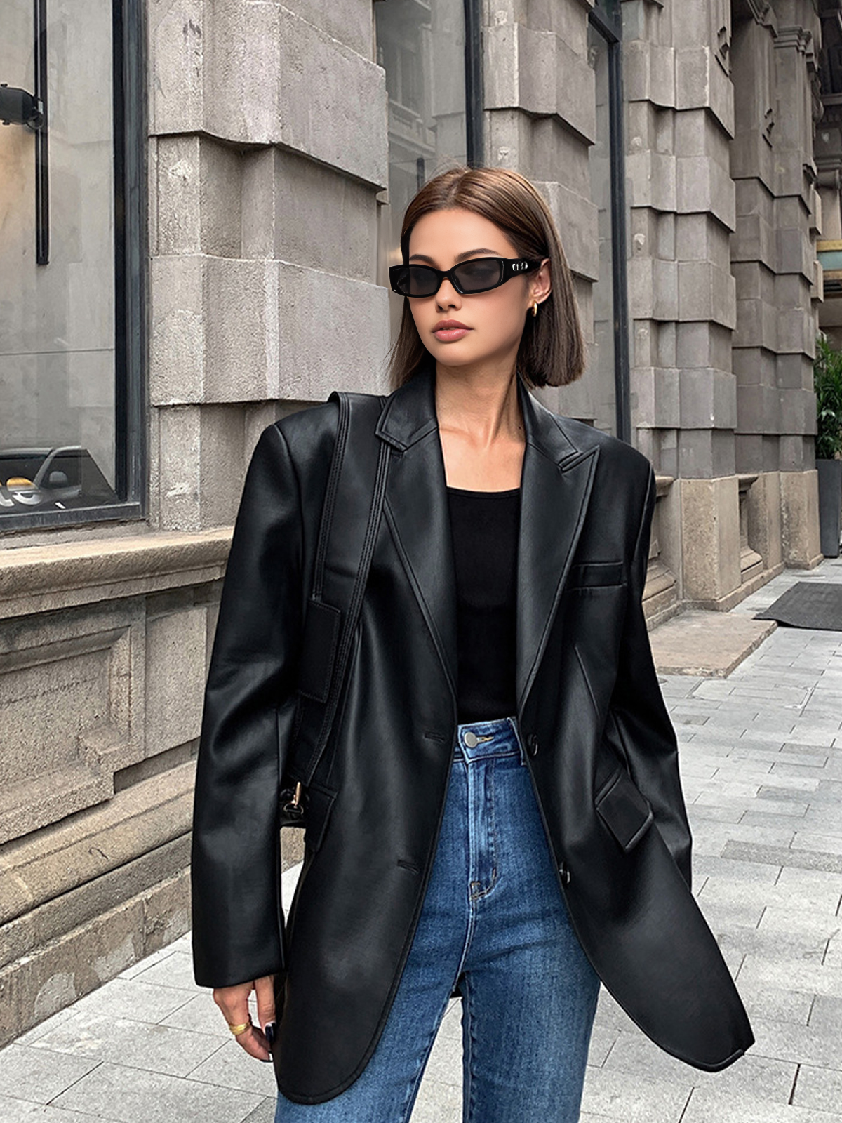 Sophie Blazer – Elegante PU Leren Blazer
