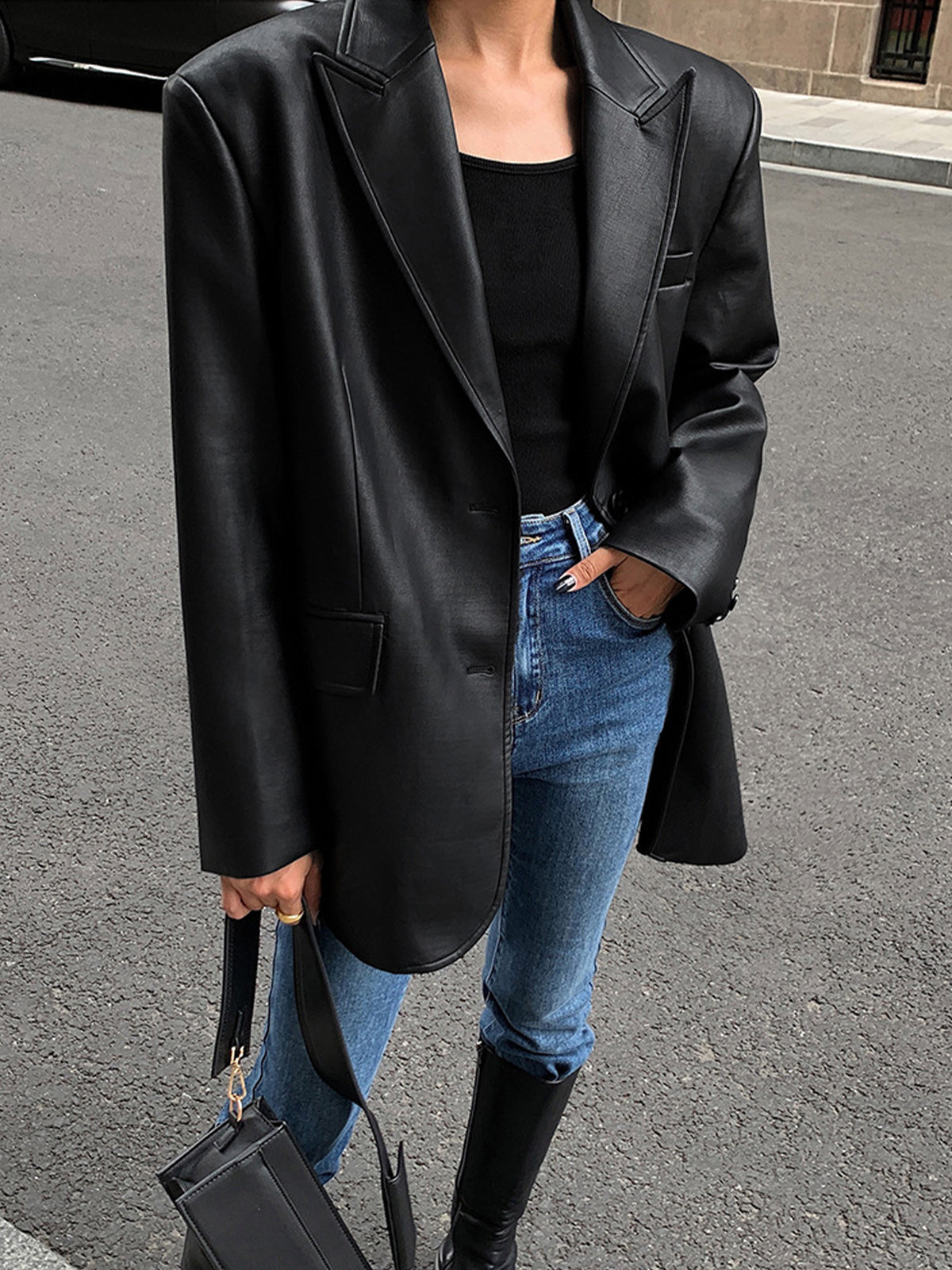 Sophie Blazer – Elegante PU Leren Blazer