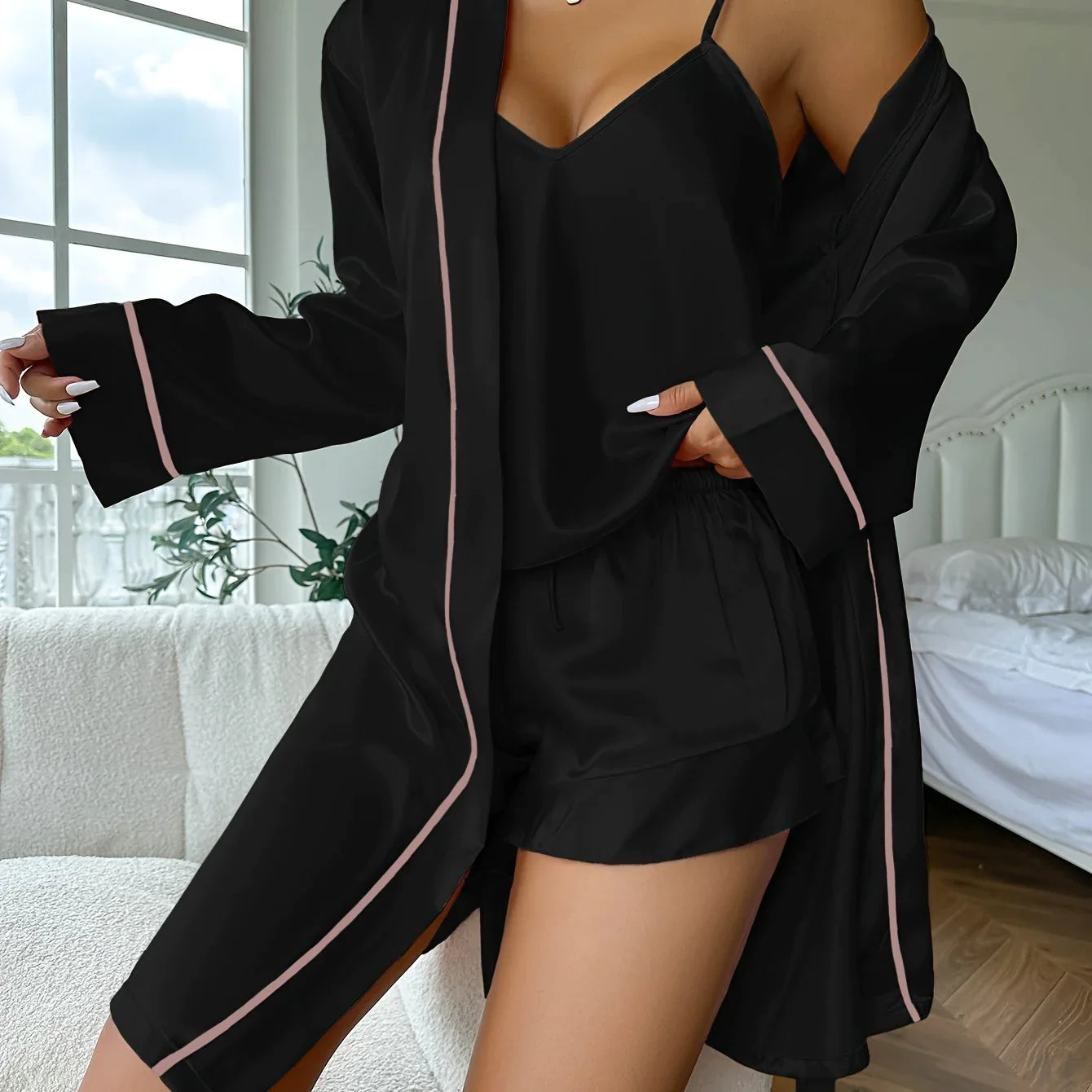 Barbara Luxe Satijn Pyjama Set - 3-Delig