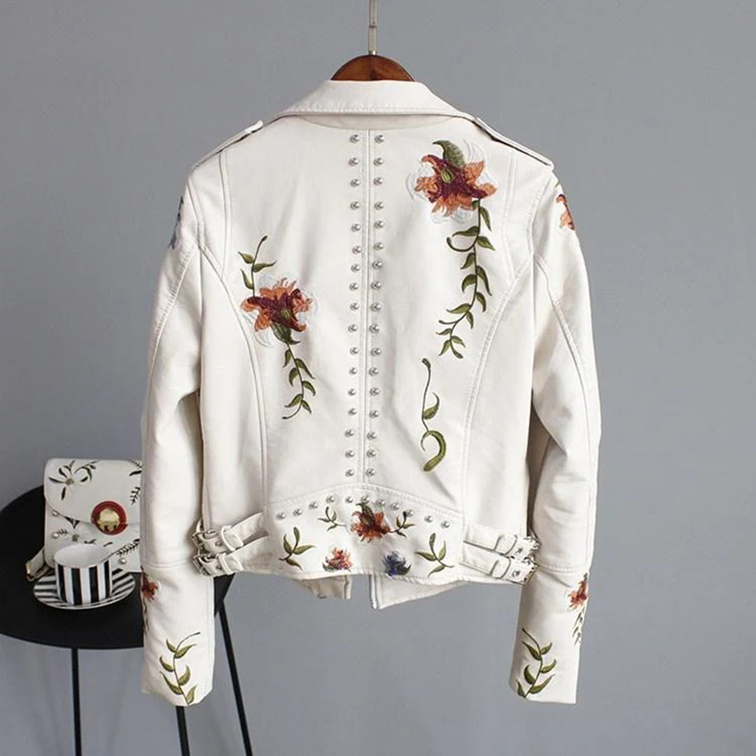 Vera - Luxe Geborduurd Leren Jack